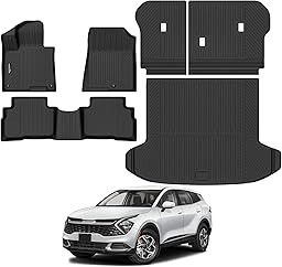 Floor Mats for 2023-2026 Kia Sportage Hybrid (Not for Gas), All Weather TPE Floor Liners and Trunk Mat and Backrest Mats Protectors for Sportage Hybrid Interior Waterproof Accessories