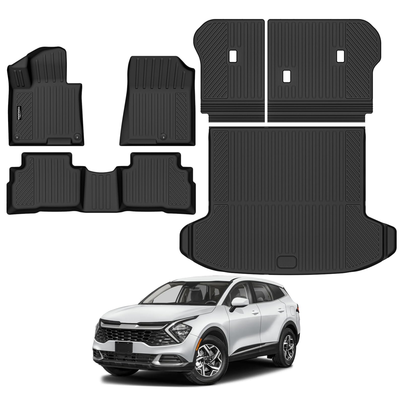 Floor Mats for 2023-2026 Kia Sportage Hybrid (Not for Gas), All Weather TPE Floor Liners and Trunk Mat and Backrest Mats Protectors for Sportage Hybrid Interior Waterproof Accessories