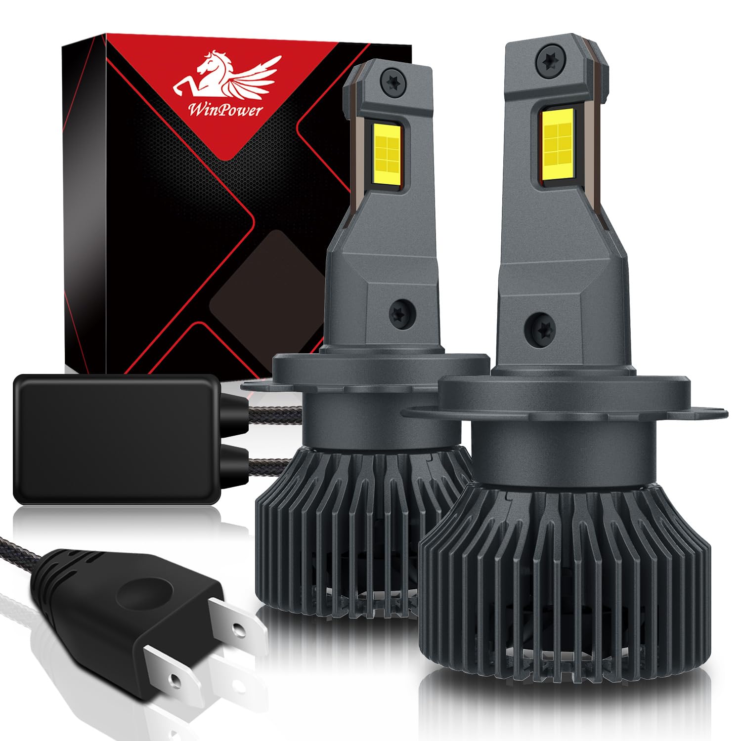 WinPower H7 LED Headlight Bulb, Front Fog Lights 24000LM 80W 7000K 600% Brightness Xenon White, Pack of 2