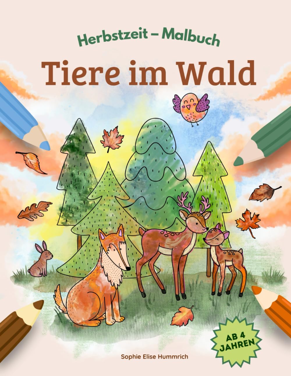 Herbstzeit Malbuch – Tiere im Wald: Über 30 herbstliche Ausmalbilder für Kinder ab 4 jahren (Herbstzeit-Malbücher)