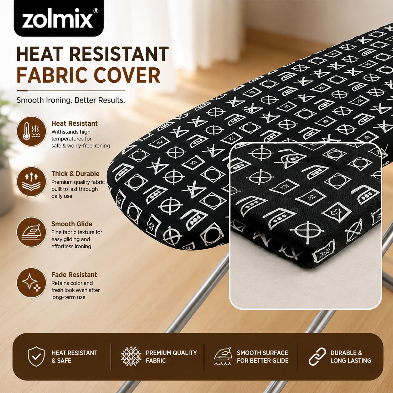 ZOLMIX Wooden Ironing Board - Durable & Spacious -4
