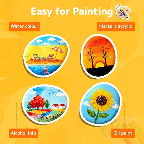 Miniatura 8 de Simetufy 100 rocas para pintar a granel, pintura de rocas de río, piedras naturales planas y lisas para artes, manualidades, regalo pintado para