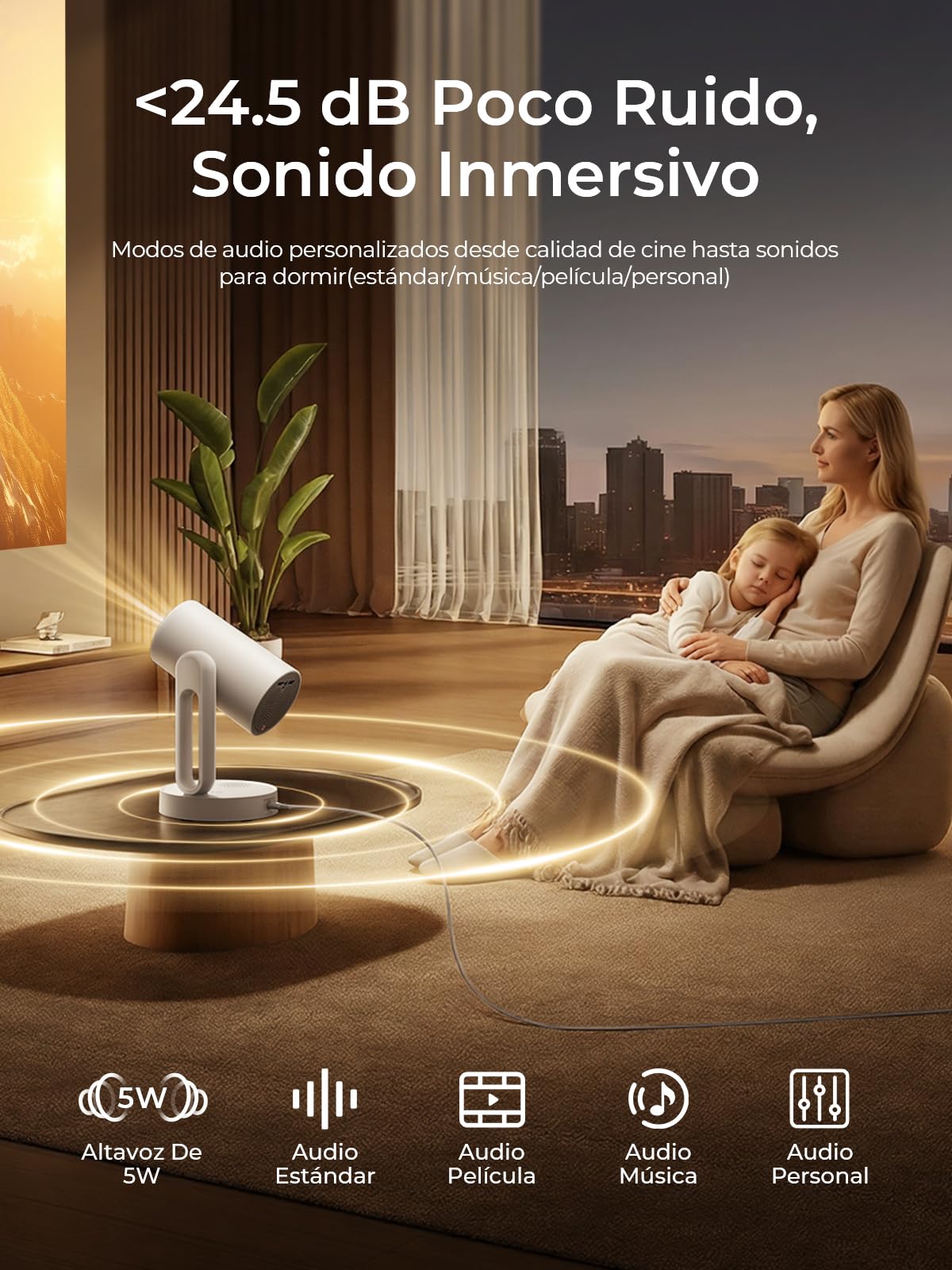 ETOE Mini Proyector con Google TV y Netflix Oficiales, Proyección Cielo Estrellado, Autofocus/Keystone, 1080P Nativo, Giratorio 140°, Control por Voz, Diseño Sellado, Proyector 4K para Dormitorio