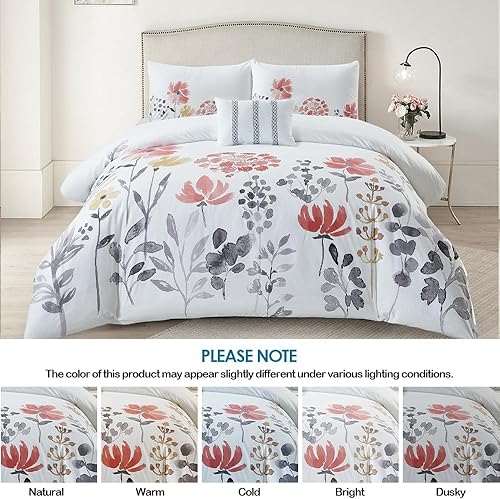 Vista 37 de Juego de edredón tamaño King - Juego de edredón de 3 piezas tamaño King, juego de edredón floral bohemio, juegos de cama tamaño King, juegos de ropa