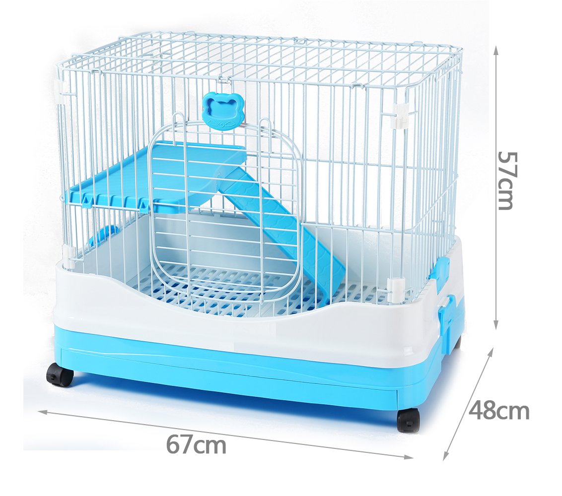 BPS Jaula para Visón Hurón Conejo Gato Roedores Pequeños Mascotas Tamaño M/L (M 57 x 67 x 48 cm, Azul) BPS-1367AZ