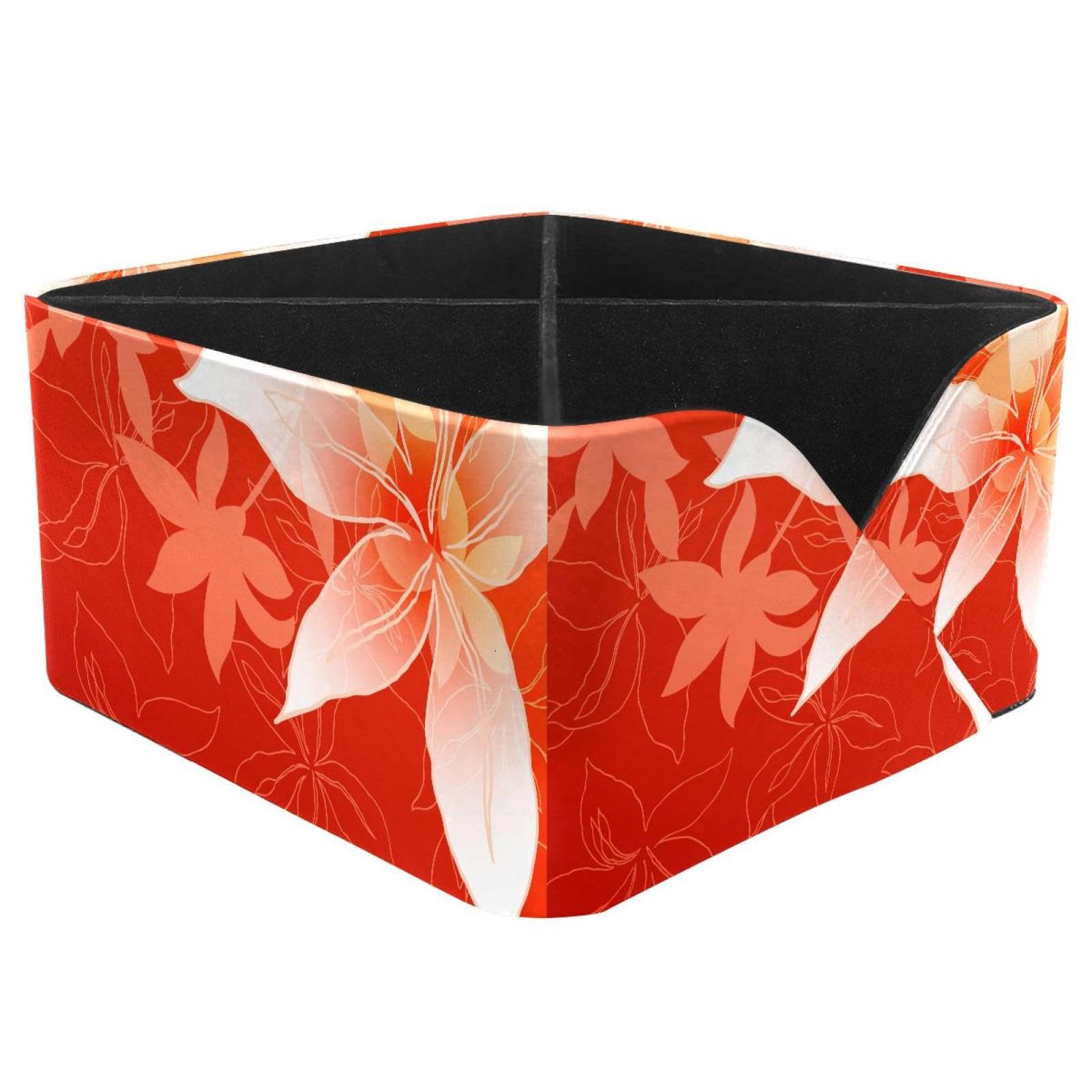 KengjuTesu Unique Lily Flowers Desktop Organizer Pen Holder, Rectangular Pencil Cup for Office, Study and Makeup Stations