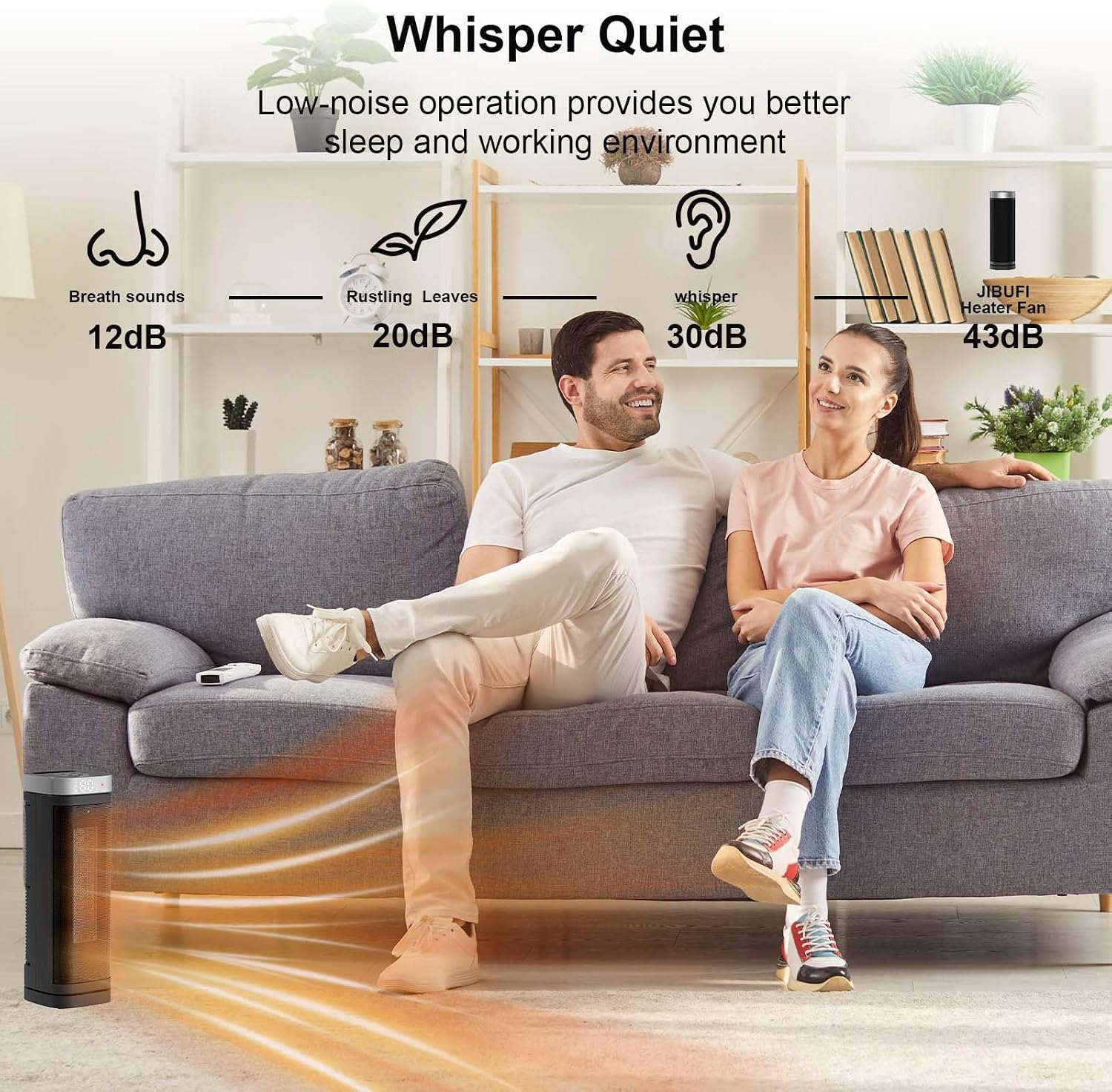 Ceramic Heater - Portable Indoor Space Heater with Remote Control, 1-12 Hour Timer, 3 Heating Modes, Electric Heater for Bedroom, Office Use