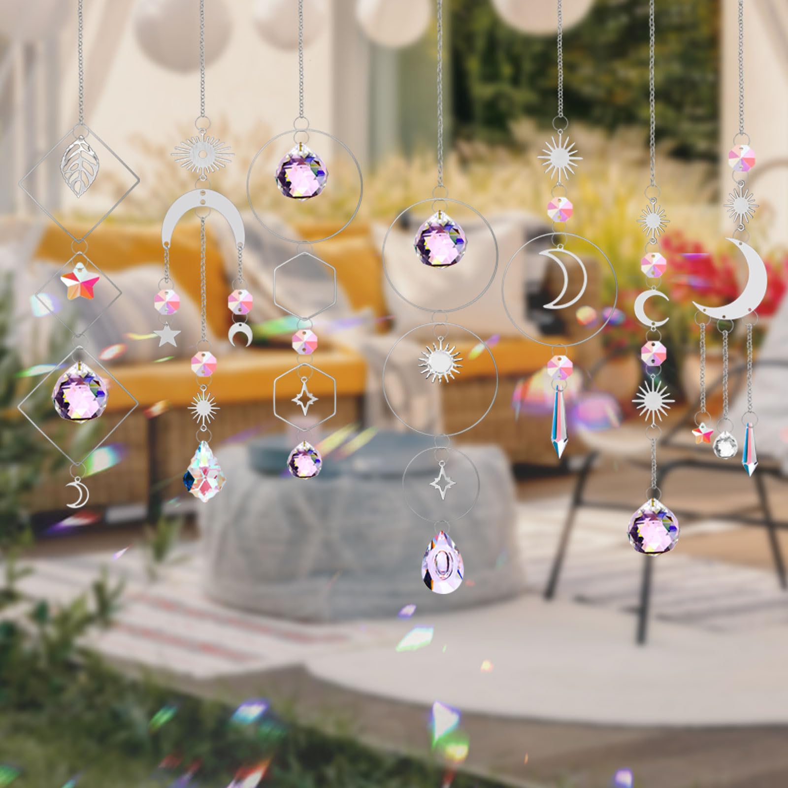 Kit DIY Attrape-Soleil 400 Pièces - Cristaux, Pendentifs étoiles, Papillons - Pour Décoration Fenêtre, Mariage, Jardin - 9