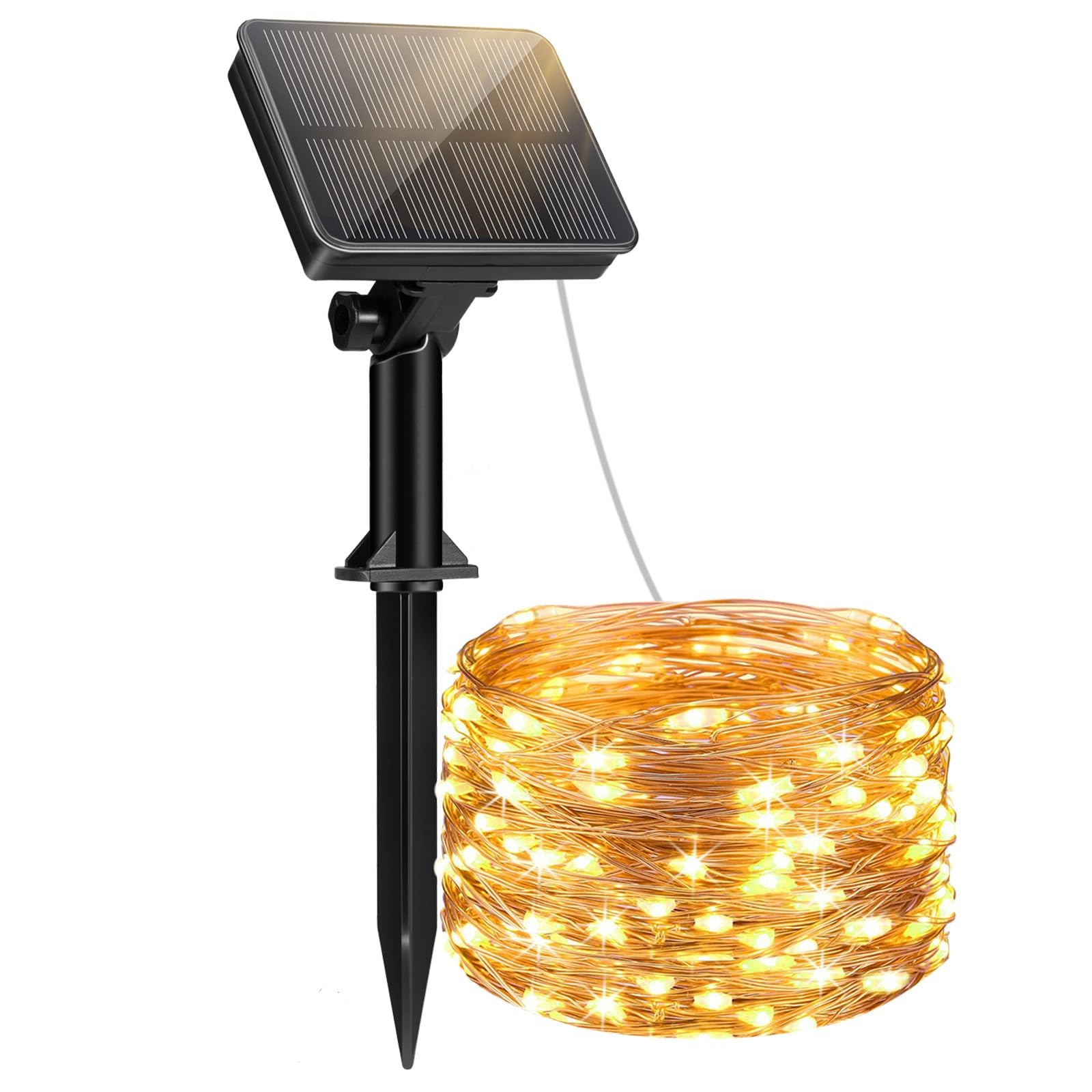 btfarm 1 Paquete Guirnaldas Luces Exterior Solar, Totalmente 8M 800LED 8 Modos IP65 Luces Solares LED Exterior Luz Solar Cadena para Terraza, Fiestas, Bodas, Patio, Jardines (Blanco Calido)