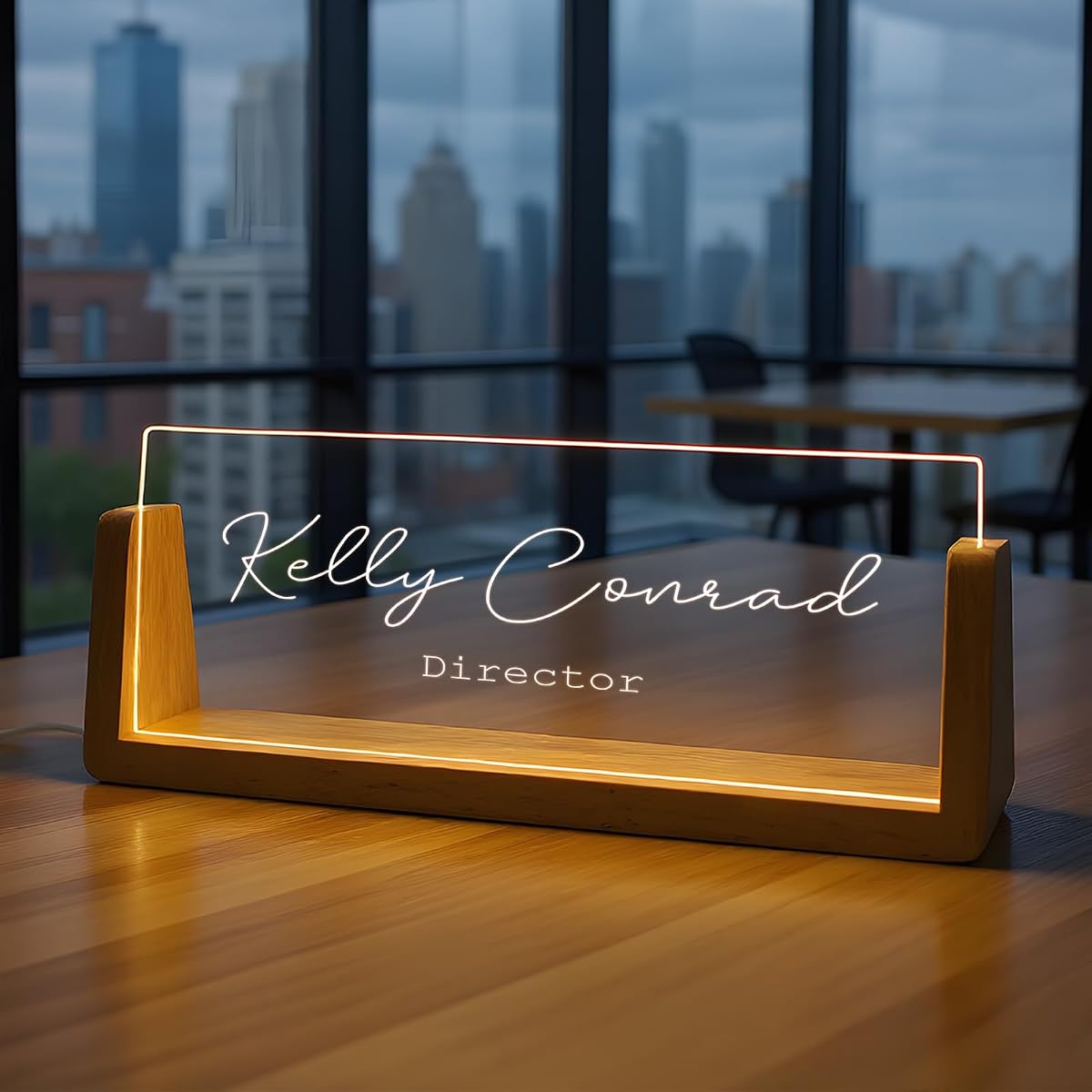 Custom Name Plate for Desk with Light Up Acrylic