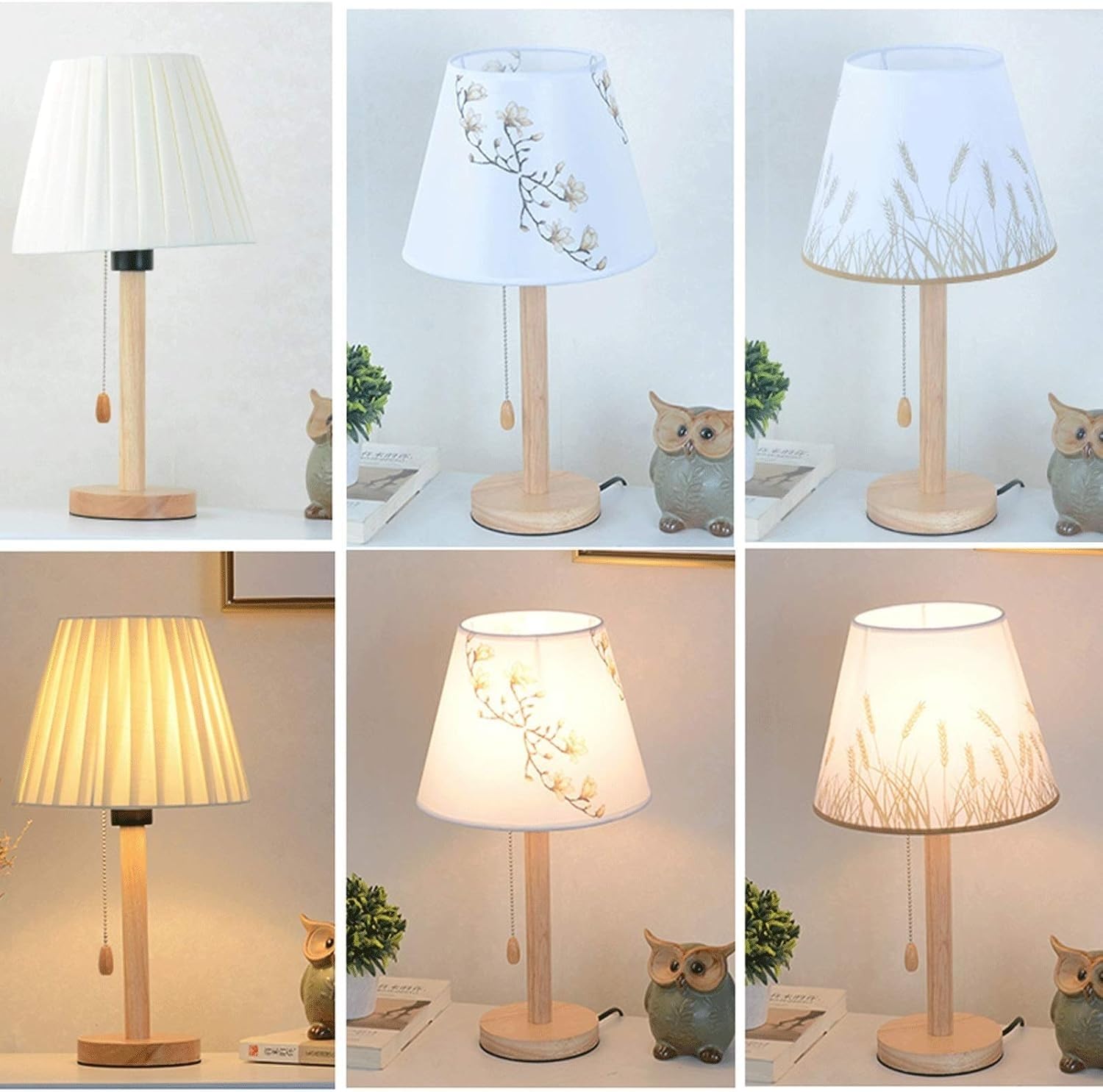 Lampada da comodino semplice camera da letto interruttore a fune modello scrivania paralume in lino moderno adatto per soggiorno