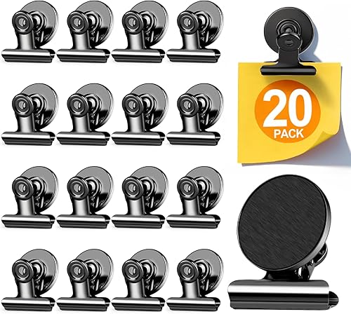 Paquete de 20 clips magnéticos, imanes de nevera, clips magnéticos negros para pizarra blanca, imanes de clip para exhibiciones de fotos, hogar,