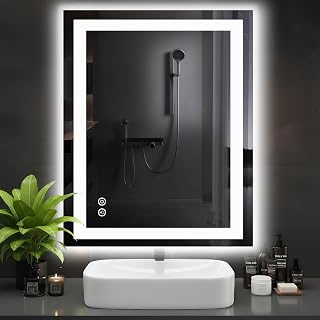 DUMOS 32.1"x40.1" LED Bathroom Mirror, Bathroom Vanity Mirror | Smart Anti-Fog, Front Light and Backlit, 3 Color Temperatu...