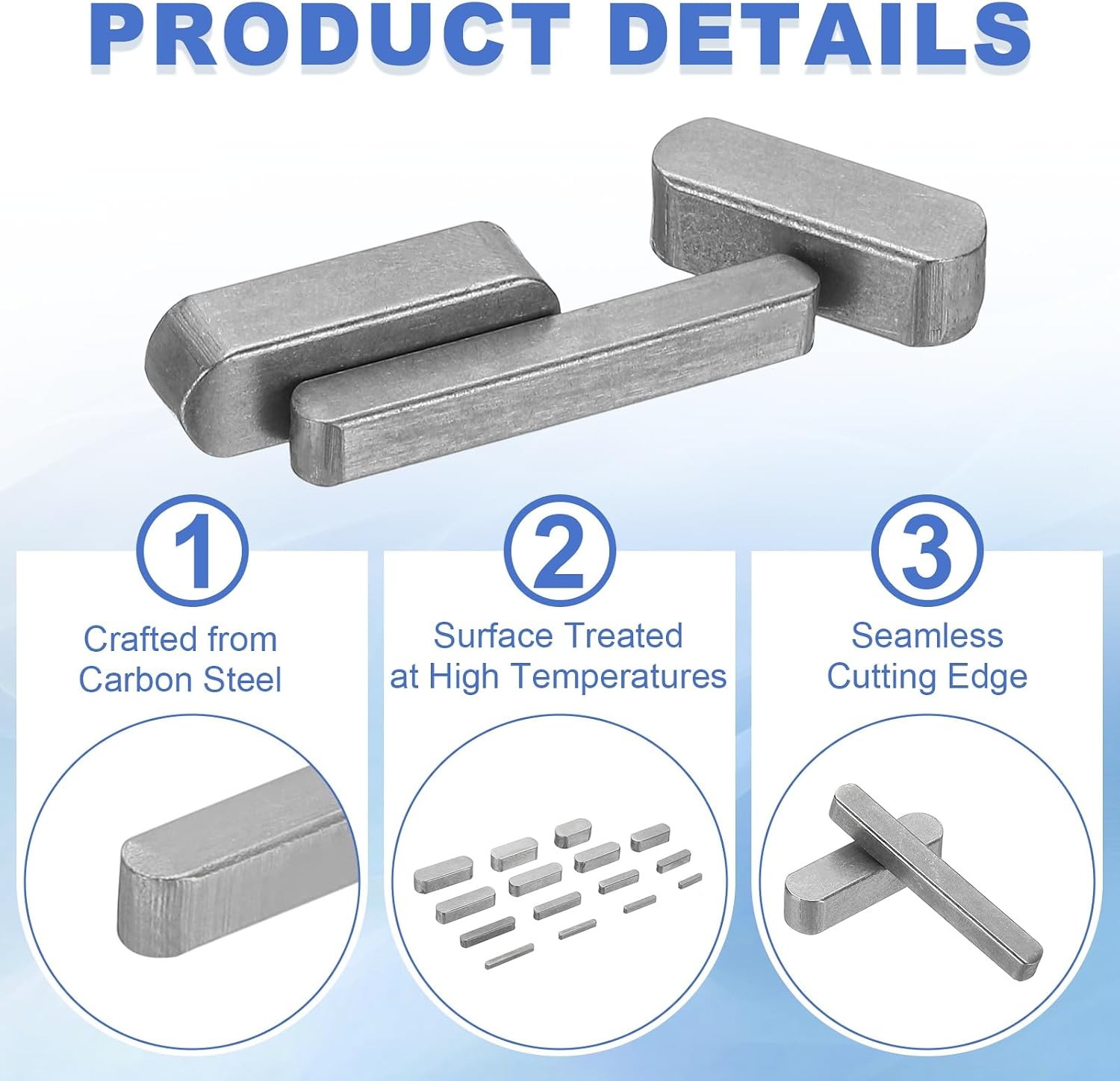 PATIKIL Round Ended Feather Key 6x4x4 Mm, 5 Pcs Carbon Steel Parallel Drive Shaft Key Stock for Fasteners Mechanical Industry, Carbon Black