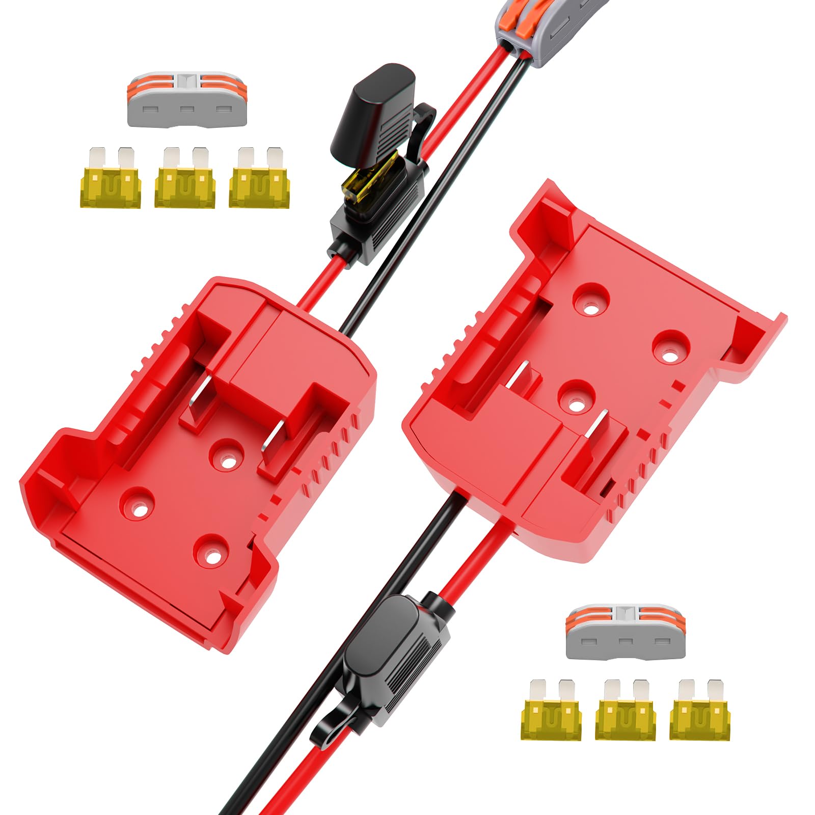 2 Pack Milwaukee M18 18V Battery Adapter Kit with Fuses, 12AWG Wiring Converter Kit for Power Wheels, DIY RC Cars & Robotics - Convert 18V Tool