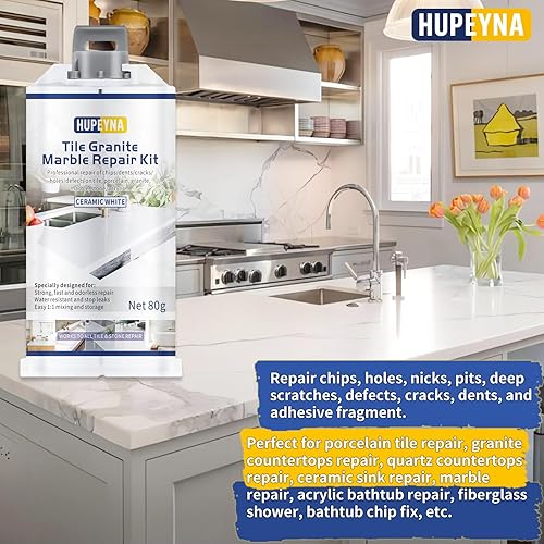 Miniatura 7 de Kit de reparación de bañera blanca, bandeja de ducha acrílica y kit de reparación de mármol de granito, kit de reparación de azulejos de porcelana