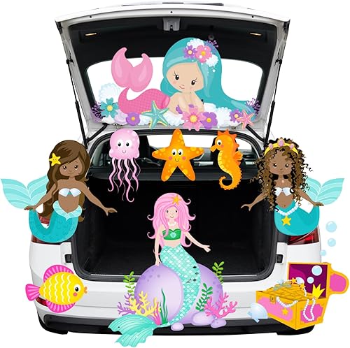 Kit de decoración de coche para maletero o golosina, 9 piezas de decoración de Halloween, decoración de sirena para auto, garaje, arco, hogar, al