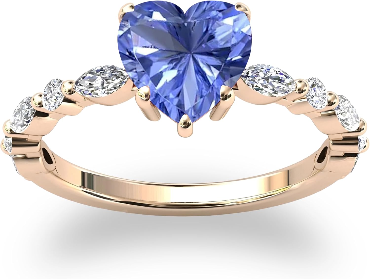 Silver 10K 14K 18K Gold Heart Shaped Gemstone Wedding Rings for Women,2CT Gemstone Engagement Birthstone Rings Wedding Bands Jewelry Gifts For Her Bridal Mothers,Size 4-12