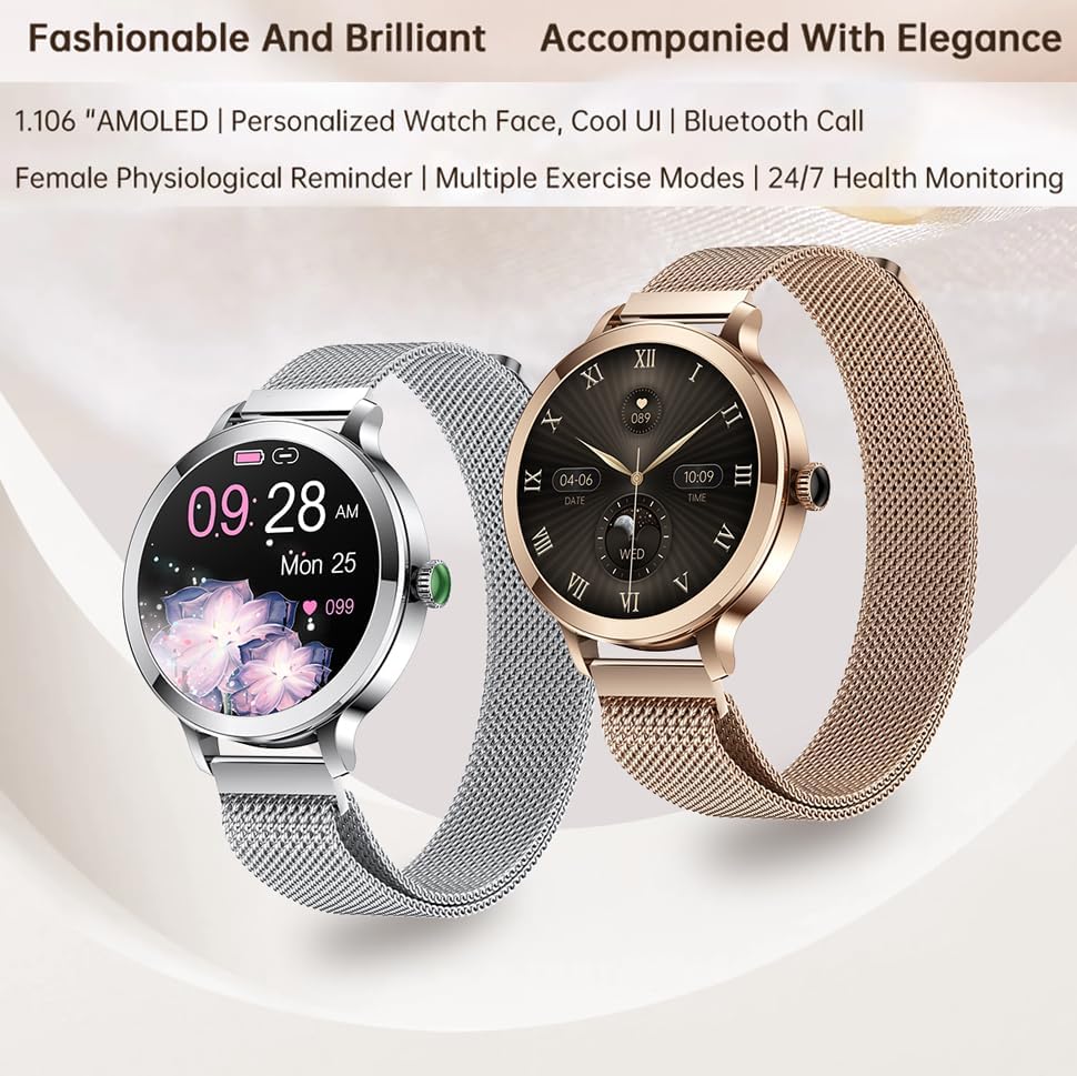 Miniatura 2 de Relojes inteligentes para mujer con presión arterialrespuesta a llamadasfrecuencia cardíacapasosueñomúltiples modos deportivosIP68 resistente al