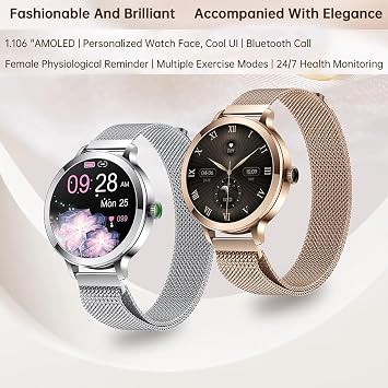Smart Watches for Women with Blood Pressure/Answer Calls/Heart Rate/Step/Sleep/Multiple Sport Modes /IP68 Waterproof,1.106 Fitness Tracker Smartwatch for iOS Android Visit The Store
