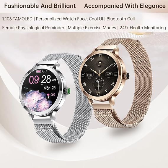 Smart Watches for Women with Blood Pressure/Answer Calls/Heart Rate/Step/Sleep/Multiple Sport Modes /IP68 Waterproof,1.106 Fitness Tracker Smartwatch for iOS Android Visit The Store
