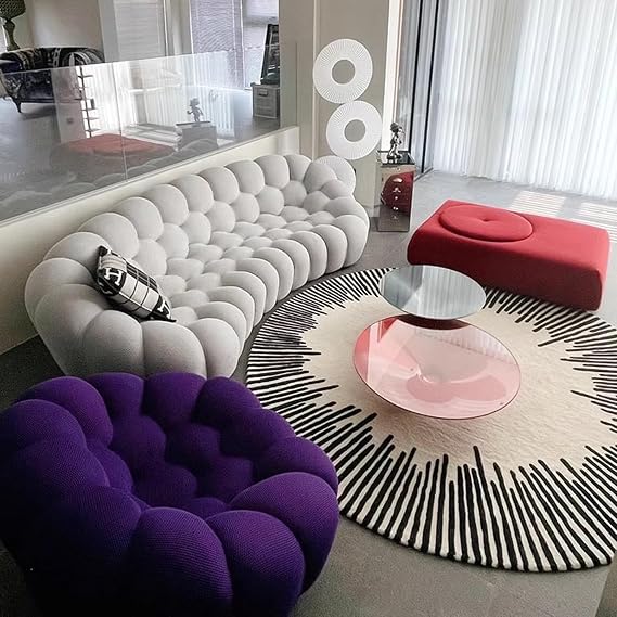 Upholstered Bubble Single Floor Sofa, Modern Bubbling Lazy Bean Bag Couch, Ultra Comfy 1-Seat Fireside Sofa Chair for Livig Room,Bedroom,Office purple-120 * 113 * 77CM