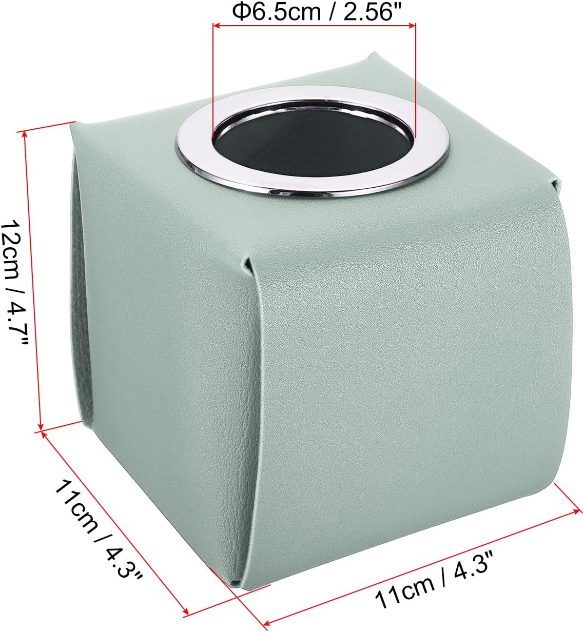 PATIKIL Tissue Box Cover, PU Leather Square Decorative Napkin Paper Towel Dispenser Holder for Countertop Home Office Car, Light Green