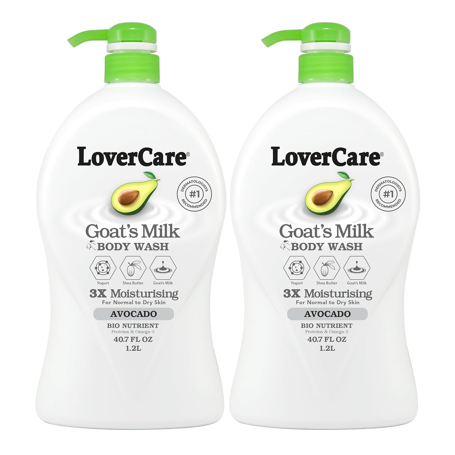 2-PACK Goat's Milk Moisturizing Body Wash Shower Cream Avocado 2 packs of 40.7 Fl Oz