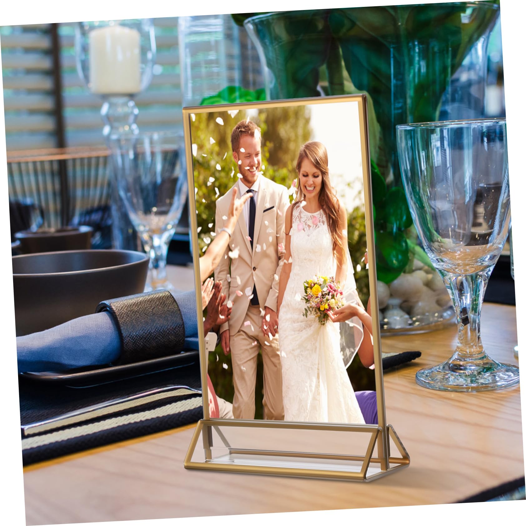 6 Stück Teiliges Schildhalter Tischaufsteller für Hochzeiten Restaurants und Geschäfte Hochtransparente Tragbare und Langlebige Ständer für Tischnummern und Werbung