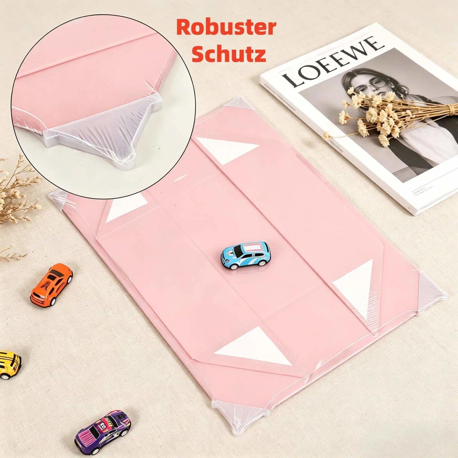 Rosa Geschenkbox groß 48.5 x 40.5 x 15.3 cm Geschenkbox mit Deckel 3 Stück | Magnetische extra groß, Inkl. Schleife, Inkl. Raffia & Grußkarte, Ideal für Hochzeitskleid & Anzug