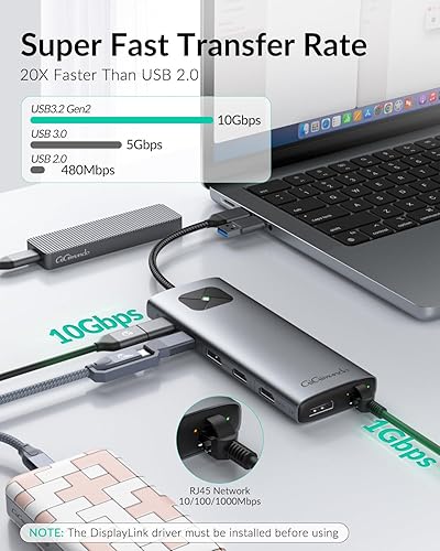 Miniatura 7 de GiGimundo LK10 USB3.0 Displaylink Docking Station Dual 4K 60Hz para M1 M2 M3 MacBookPCportátil, adaptador DisplayLink portátil con 3 puertos USB3.2,