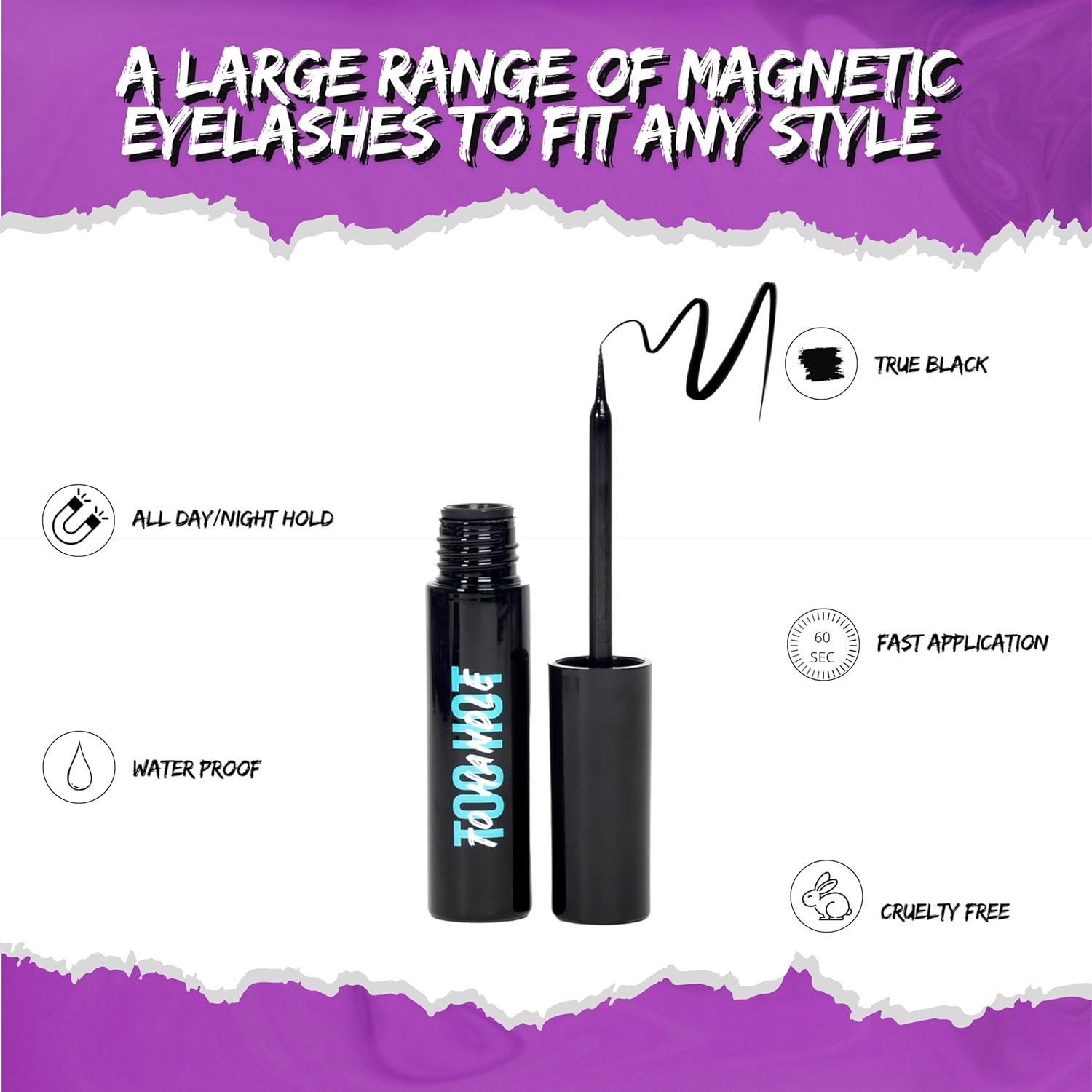 Too Hot To Handle New Magnetic Eyeliner, Liquid Black, for Eyelashes - Waterproof & Smudge Proof Liner | All Day & Night Hold for Magnetic Lashes, Fast-Drying, Paraben-Free 0.21 fl oz - 6ml - Image 2