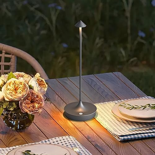 Miniatura 3 de Lámpara de mesa inalámbrica recargable LED funciona con pilas, lámpara de mesa de 4000 mAh, lámpara táctil regulable al aire libre, impermeable,