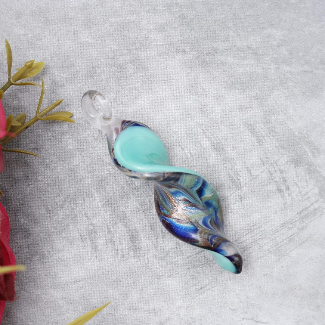 Indian Shelf 2 Pack Multicolor Twist Lampwork Glass Pendants | Handmade Glass Pendants for Jewelry Making | Artistic Charms for Necklace | Unique Decorative Jewelry Piece