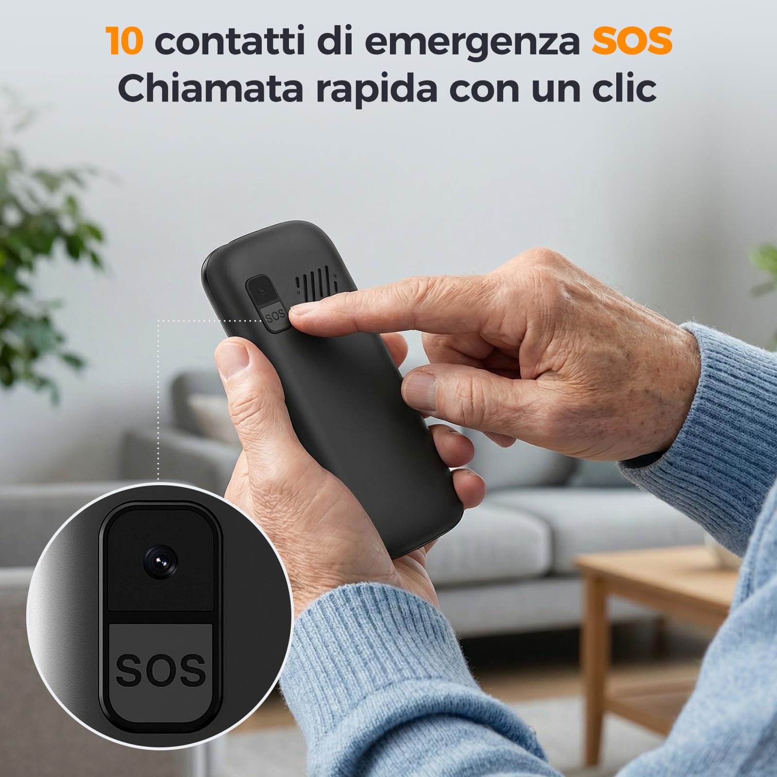 Qubo 4G Cellulare per Anziani 4G | Tasto SOS e Caricabatterie | Grandi Tasti e Schermo 1,77" | Torcia | Dual SIM | Compatibile con Tutte le Reti | Telefono Semplice