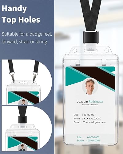 Miniatura 7 de Pawfly Paquete de 5 portatarjetas de identificación con bloqueo permanente para tarjetas de uso menos frecuente, estuche vertical de plástico duro,