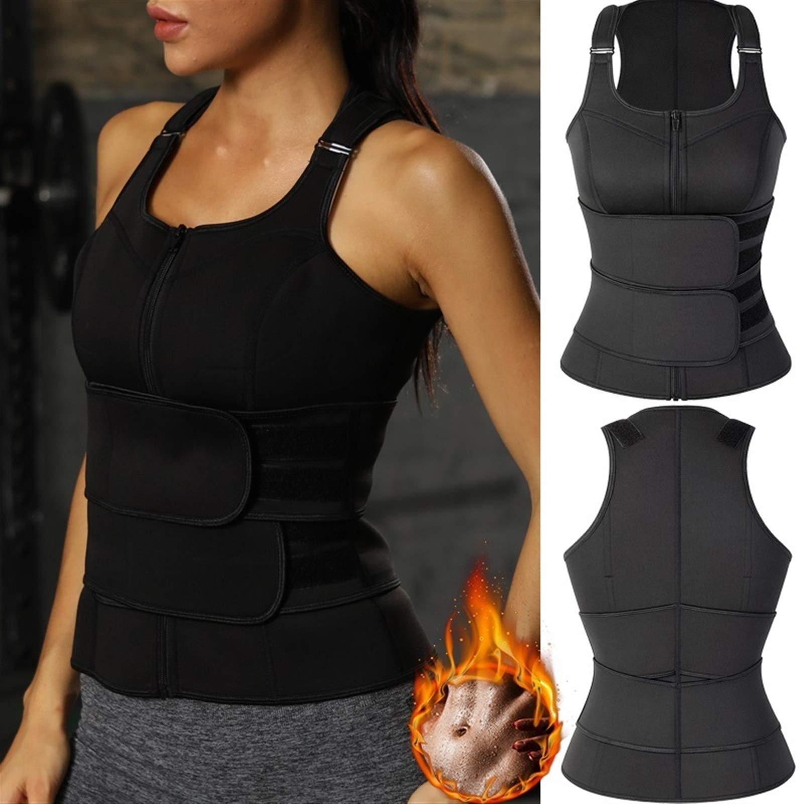 Bauchkontrolle Fitness Taillentrainer Gürtel - Bauchkontrolle, Verstellbar, Schwarz, Large Korsett Abnehmen