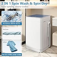 Vista 3 de Auertech Lavadora portátil, capacidad de 2.0 pies cúbicos, lavadora totalmente automática con bomba de drenaje, 7 programas, 4 niveles de agua