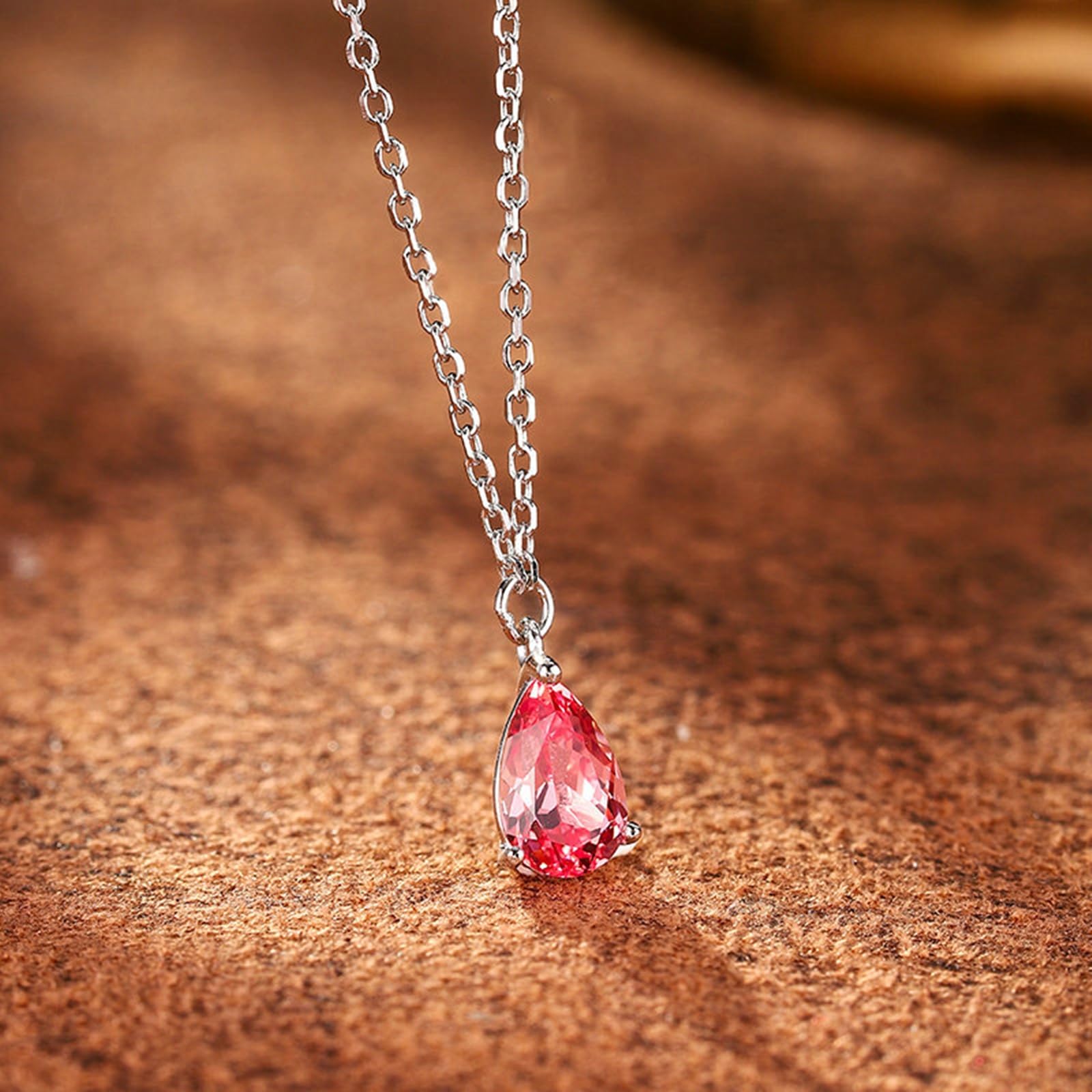 Charms zawieszka przyjaźń krople z 1,2 ct wyprodukowana w laboratorium Padparadscha, łańcuszek złoty 14 K dla dziewczyny, 14 K białe złoto, modna biżuteria na Wielkanoc