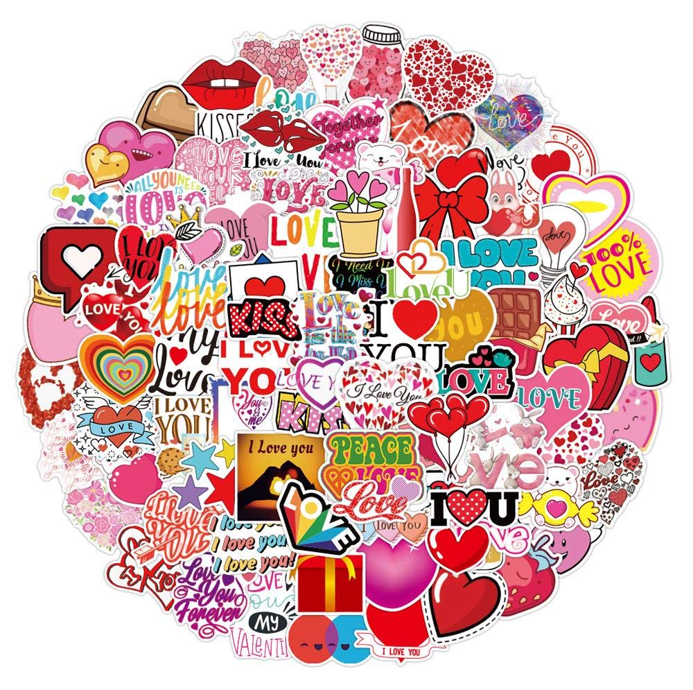 200Pcs Valentine's Day Stickers Funky Heart Roll Stickers Colorful Heart Shaped Sticker for Party Favors Cards Envelopes Scrapbooking Presents Labels Decoration Sticker
