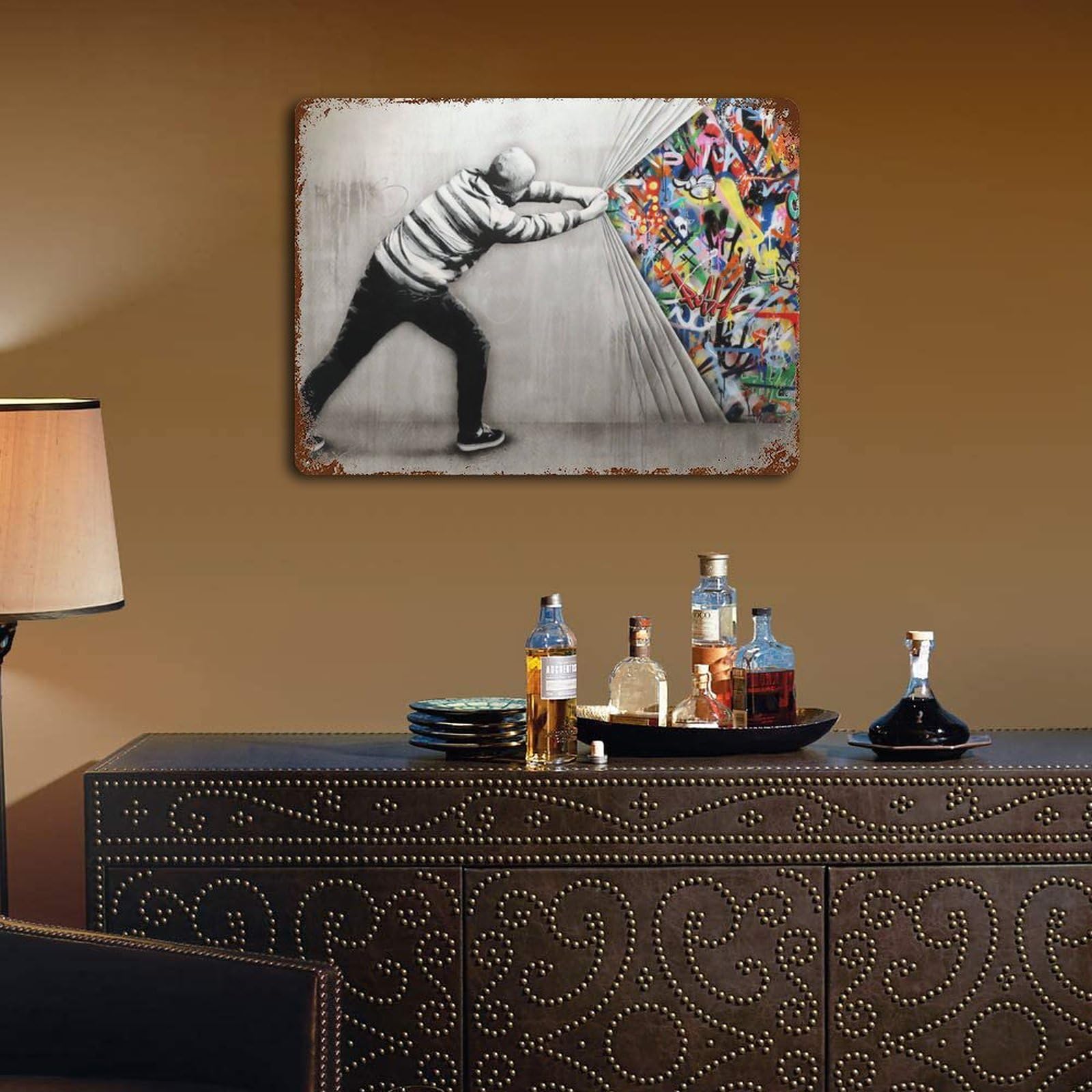 Amazon.co.jp: 鉄板ポスター バンクシー メタルプレート 鉄絵画 金属