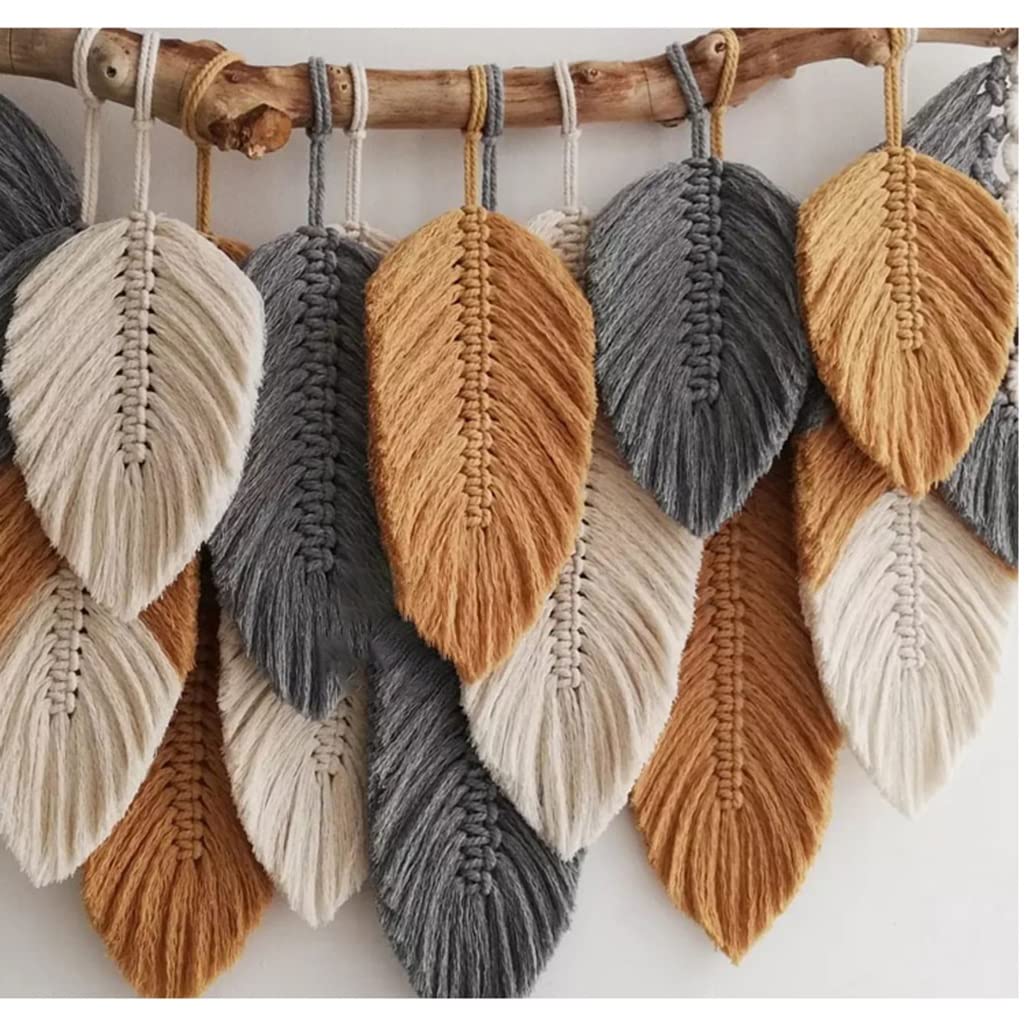 Decorazione Macramè Foglie - Arazzo Da Parete 40x80 Cm, Stile Bohémien - Foto 5