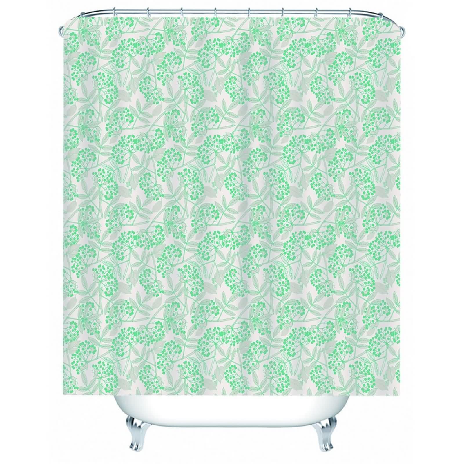 Rideau de douche imperméable et résistant à la moisissure en polyester vert lavable