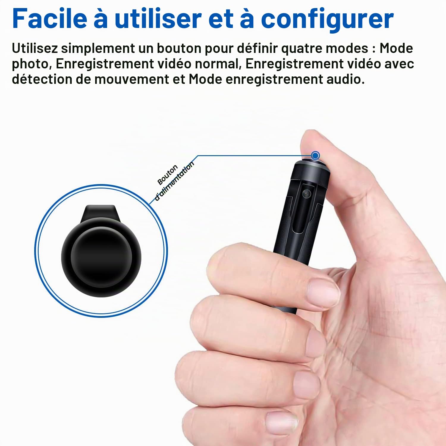 Sprfuk Mini caméra Espion, caméra cachée HD 1080p, caméra de Poche cachée pour Nounou, Appareil Photo de Corps, enregistreur Audio et vidéo avec détection de Mouvement pour réunion d'affaires
