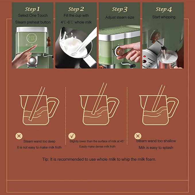 Cafetera Semi Automática de 20 Bar con Espumador, 1.2L miniatura 7