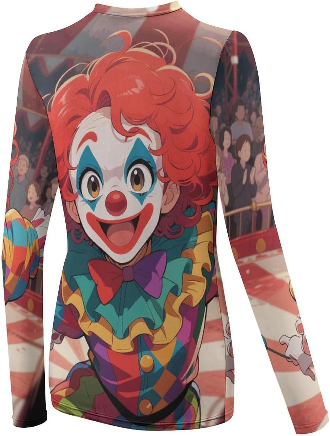 Clown Circus Show Rash Guard for Women UPF 50+ UV Sun Protection | Long Sleeve Workout Top Quick Dry Athletic Hiking Shirt Moisture Wicking Swim Shirt for Running, Cycling, Swimming