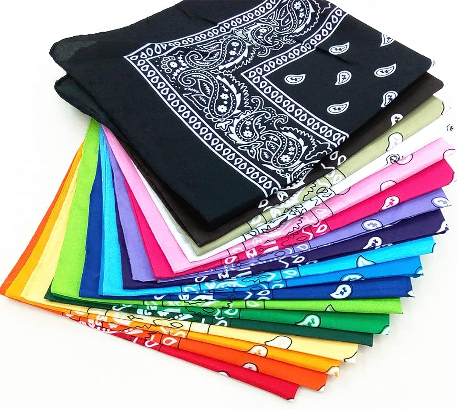 Bandanas for Men Women, Cotton Paisley Headbands Scarf Cowboy Bandana, Square Bandanas ideal for Hip-Hop Cycling - Also as Handkerchief/Neckerchief