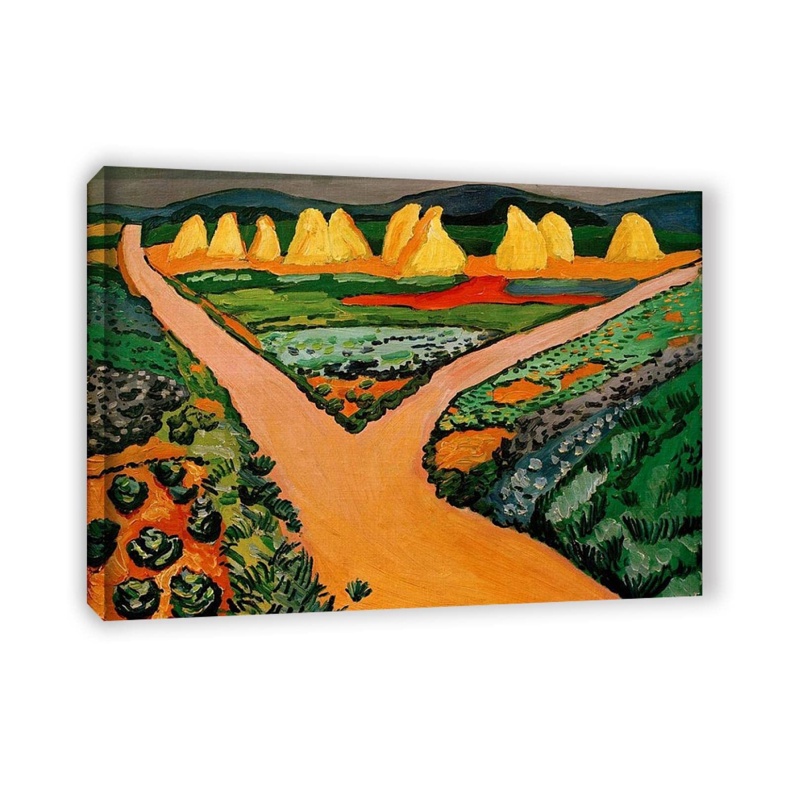 JZSDGB enmarcado-August Macke Pintura Reproducción de Carteles Cuadro en lienzo-impresión Obras de Arte-Cuadros famosos impreso sobre lienzo'campos de hortalizas' 50x70cm(20x28in)