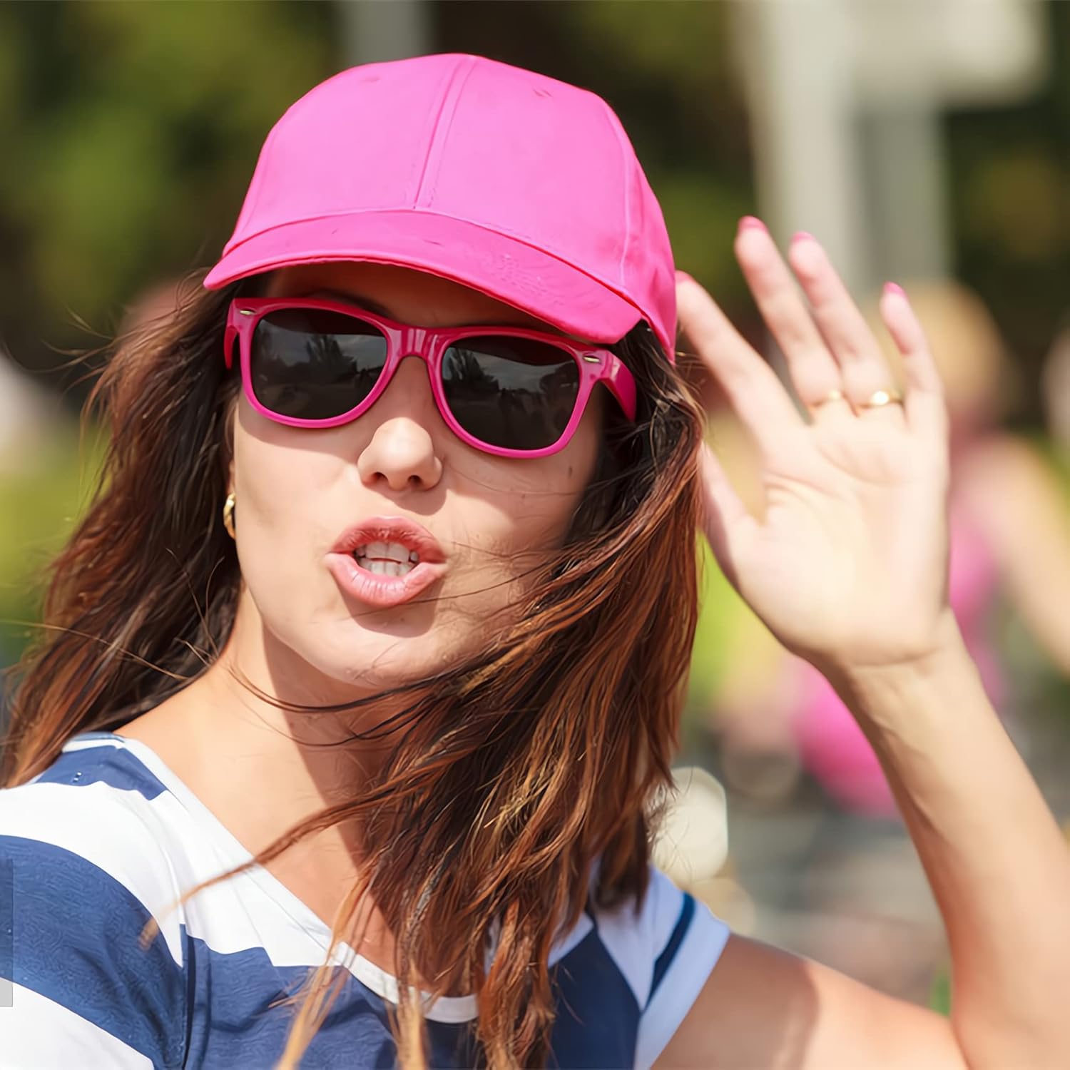 Fsmiling Mens Sunglasses Bulk Neon Sunglasses Pack Cheap Shades Glasses Cool Eyewear Set for Women-15Pack,Hot Pink - Image 8