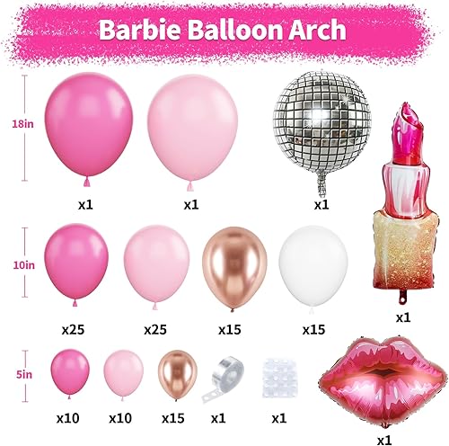 Miniatura 2 de Kit de arco de guirnalda de globos rosados, arco de globos de oro rosa intenso, suministros de fiesta de cumpleaños para niñas con globo de